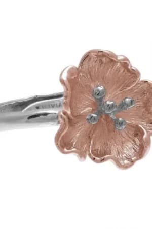 Ladies Olivia Burton Two-Tone Steel and Rose Plate Flower Ring OBJ16FSR01