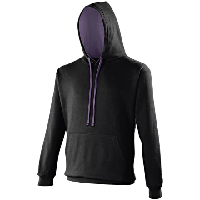 AWDis AWDis Men Varsity Hooded Sweatshirt Hoodie in Jet Black Size: X-Small Jet Black XS Male 5057520803715