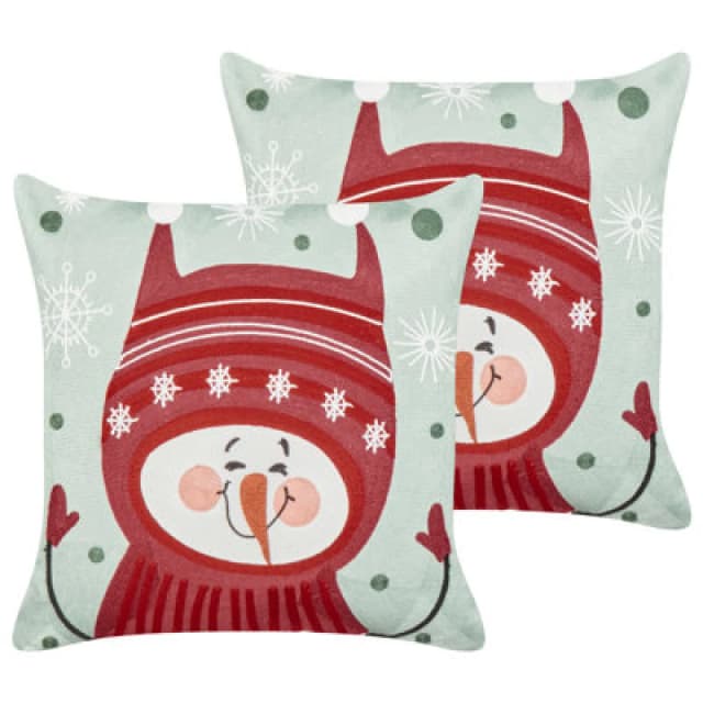 Beliani Set Of 2 Decorative Cushions Cupcake Cotton 45 X 45cm Red