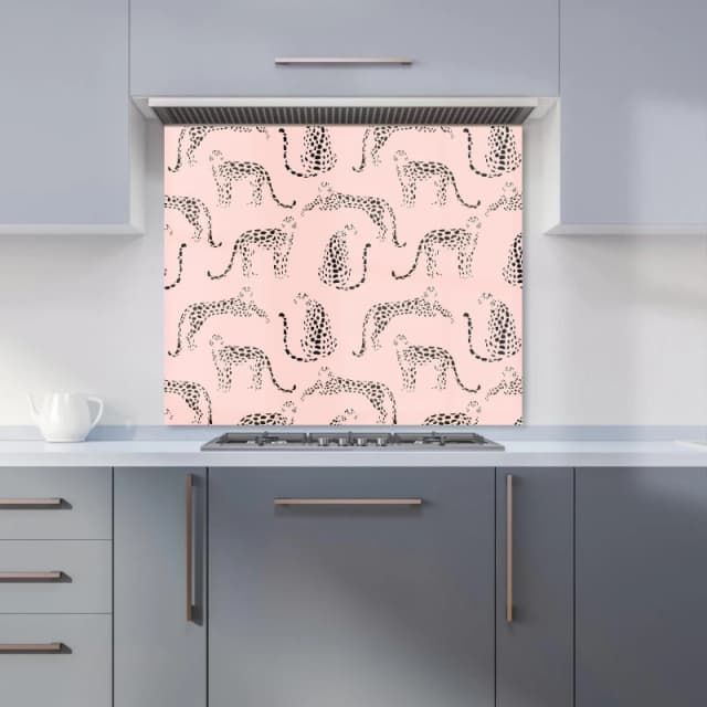 Warren Reed - Designer Abstract Leopard Pattern Kitchen Splashback in Pink Size: 600mm x 650mm Pink Unisex 600mm x 650mm