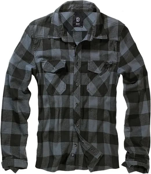 Brandit Checkshirt Flanel Shirt Black grey 3XL Men