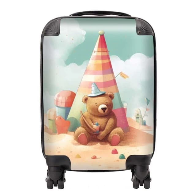 Warren Reed - Designer A Bear On A Beach Holiday Suitcase in Yellow Size: Large Yellow Unisex Large