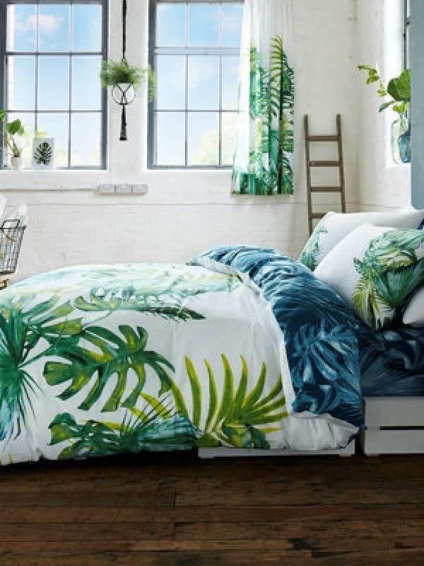 Smart Living Smart Living Printed Polycotton Leaf Duvet Cover With Pillowcases Size: Double Multi Double Unisex 5051346131588