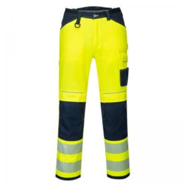 Portwest PW34 Hi Vis Work Trousers PW340YNS30 Colour: Yellow / Navy
