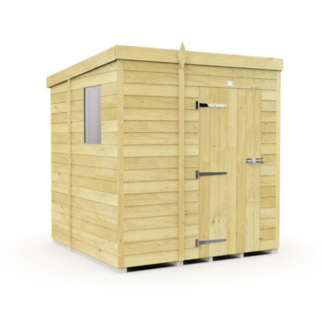 Buttercup Farm 5 x 6 Feet Pent Shed - Single Door W/ Windows - L178 x W158 x H201cm in Brown Brown Unisex