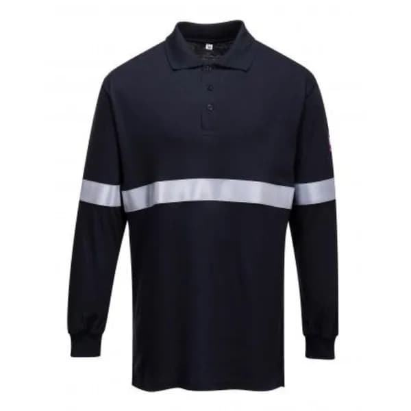 Modaflame Mens Anti Static Flame Resistant Long Sleeve Polo Shirt FR03NAR4XL Colour: Navy