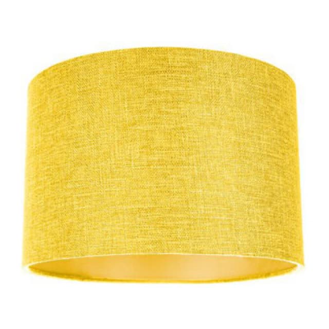 Happy Homewares Contemporary And Sleek Yellow Plain Linen Fabric Drum Lamp Shade 60W Maximum