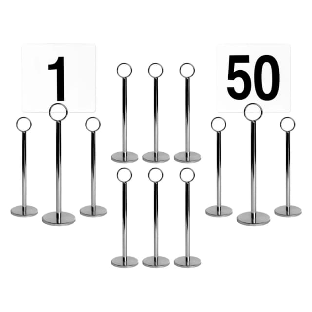 Argon Tableware 50 Table Numbers With 20Cm Holders - Place Cards & Holder Stands Set For Wedding, Restaurant, Memo & Party