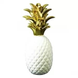 Large Pineapple Ornament White & Gold 44cm