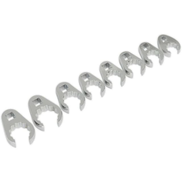 Loops 8 PACK Crows Foot Spanner Set - 1/2" Square Drive Metric Ratchet Handle Adapter Multi