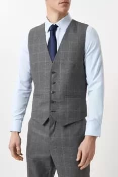 Grey Blue Highlight Check Waistcoat
