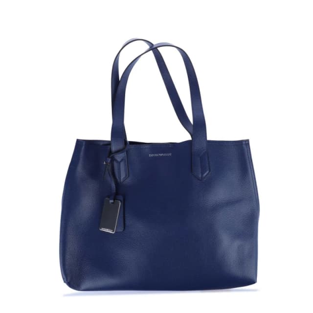 Emporio Armani Leather Shopper Bag Blue female One Size