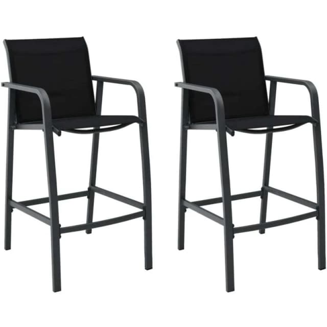 VIDAXL Garden Bar Chairs 2 pcs Black Textilene Vidaxl 48116
