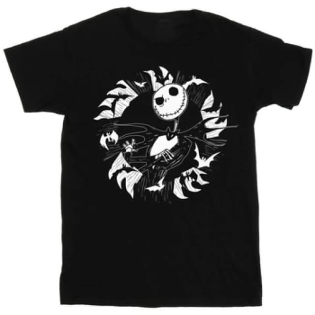 Disney Nightmare Before Christmas Jack Bat Circle T-Shirt Black male
