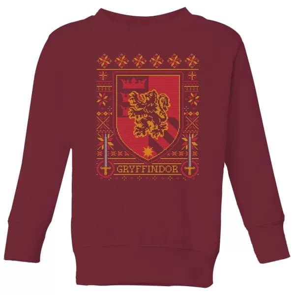 Harry Potter Gryffindor Crest Kids Christmas Sweatshirt - Burgundy - 11-12 Years