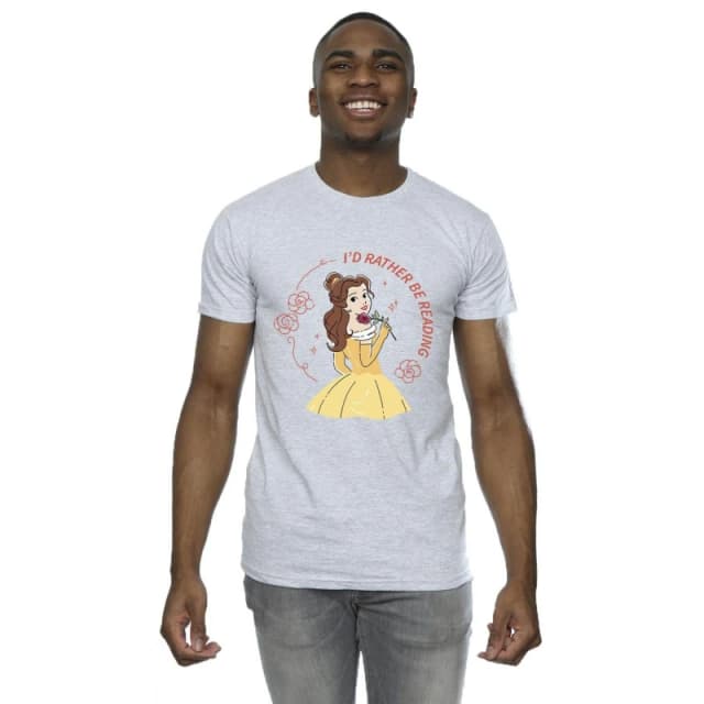 Disney Men Beauty And The Beast I'd Rather Be Reading T-Shirt in Grey Size: Small Grey S Male 5063153509726