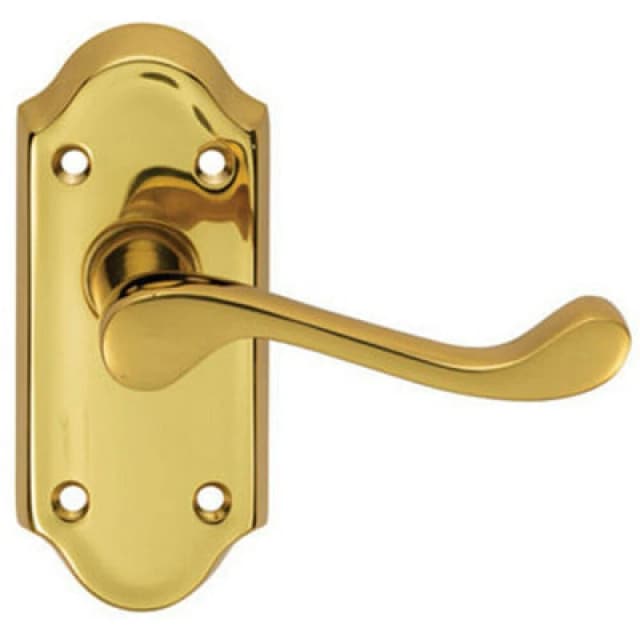 Loops PAIR Victorian Scroll Lever on Short Latch Backplate 112 x 48mm Polished Brass Metallics