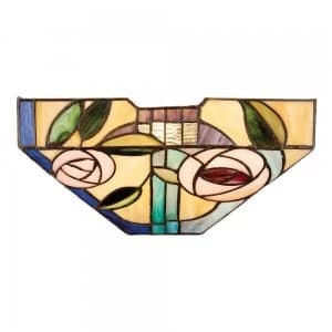 1 Light Indoor Wall Uplighter Dark Bronze with Tiffany Style Glass, E14