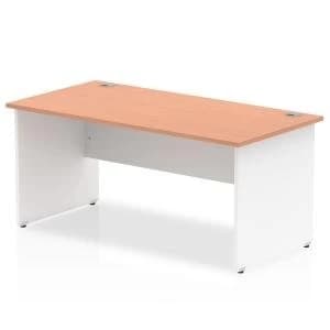 Trexus Desk Rectangle Panel End 1600x800mm Beech Top White Panels Ref
