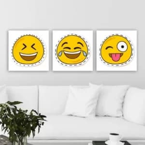 PEMOJI3 Multicolor Decorative Canvas Painting (3 Pieces)