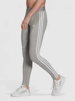 Adidas Essentials 3 Stripe Legging, Medium Grey Heather Size M Women