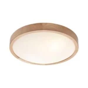 Simple Flush Ceiling Light Oak, 2x E27