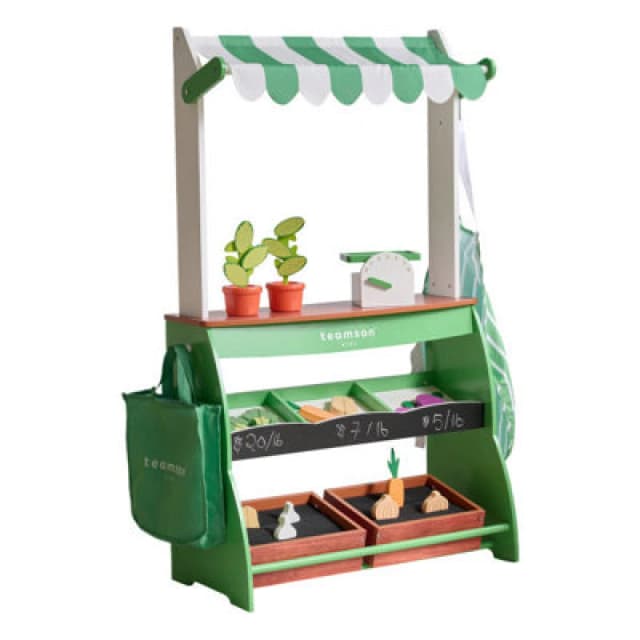 Teamson Kids Play Farmers Market Stand With Interactive Accessories & Vegetables