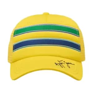 Ayrton Senna Stripe Trucker Cap - Yellow