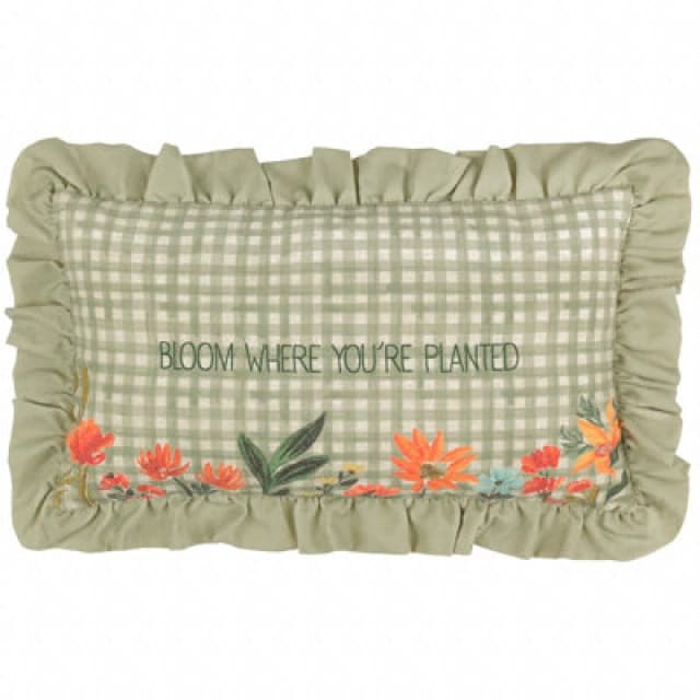 Furn Furn Meadow Haze Embroidered Ruffle Cushion in Green Size: 30cm x 50cm Green 30cm x 50cm Unisex 5025532847645