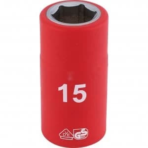 Draper 1/2" Drive VDE Fully Insulated Hexagon Socket Metric 1/2" 15mm