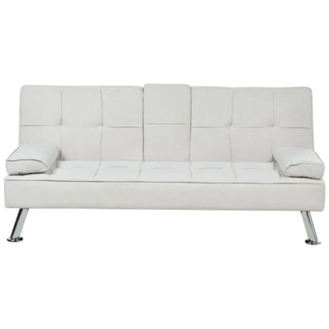 Beliani Sofa Bed 3 Seater Roxen Fabric Light Beige