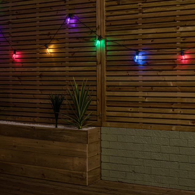 Set of 10 Indoor Outdoor Connectable Festoon Lights with Multi-Coloured LEDs