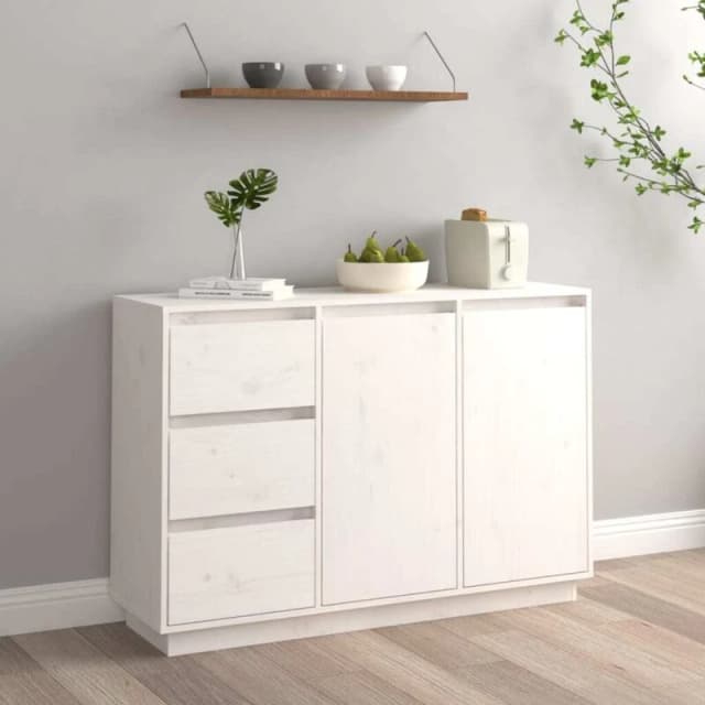VIDAXL Sideboard White 111x34x75cm Solid Wood Pine Vidaxl 8720286904435