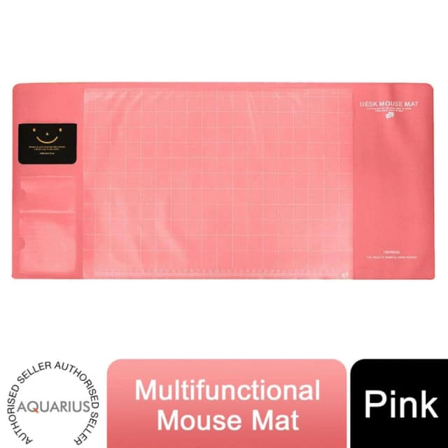 Aquarius AQ Multifunctional Pink Office Desk Mouse Mat: Eco-friendly, PVC+DS Material - Calendar, Phone Holder & More!