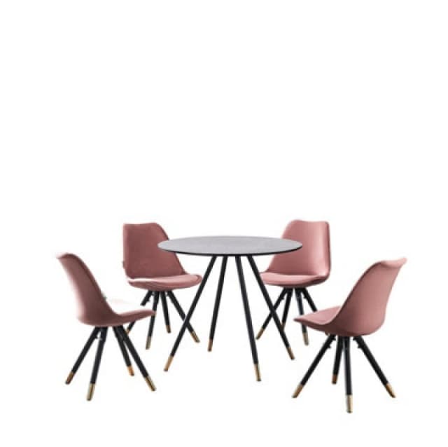 Life Interiors Life Interiors Sofia' Dorchester LUX Dining Set with a Table and Chairs Set of 4 in Pink Pink One Size Unisex 5060926385211