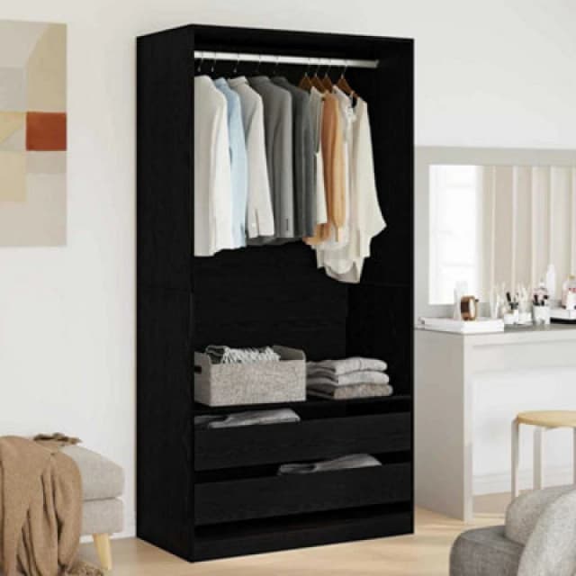 Vidaxl Wardrobe With Shelf Black Oak 100 X 50 X 200 Cm Engineered Wood