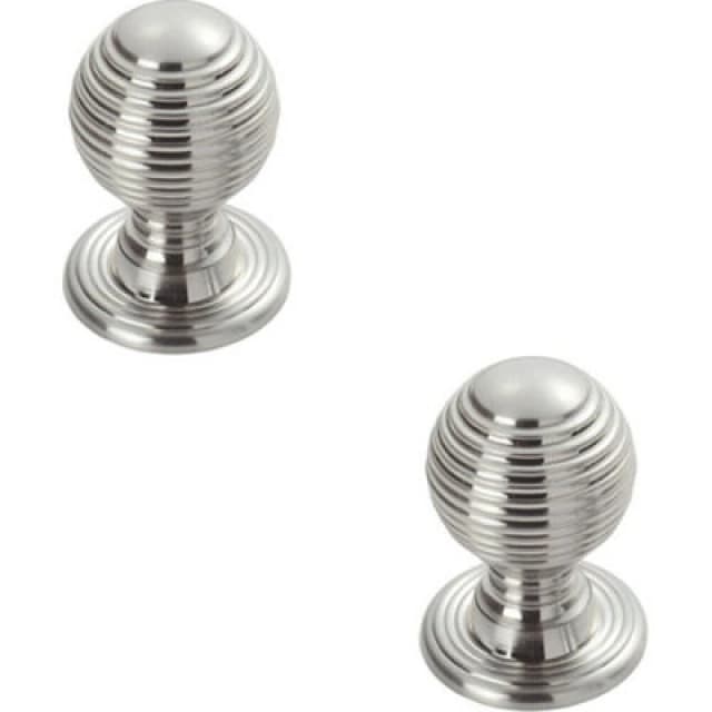 Loops 2x Textured Reeded Ball Cupboard Door Knob 23mm Dia Polished Chrome Handle Multi unisex