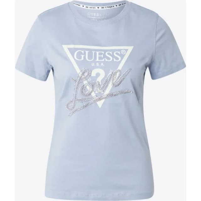 Guess Womens T-Shirt Guess Love Triangle Bleu Female S