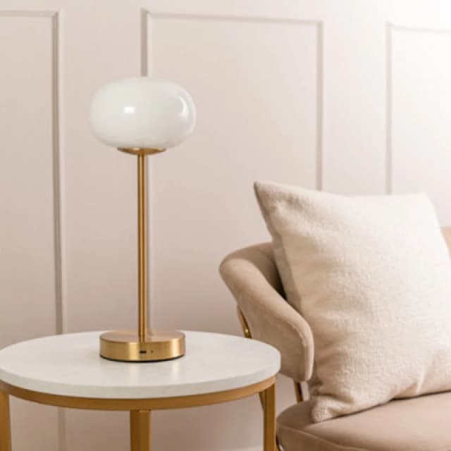 ValueLights Emmy Rechargeable LED Portable Touch Table Lamp Gold