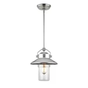 Outdoor IP44 1 Bulb Outdoor Ceiling Pendant Light Painted Brushed Steel LED E27