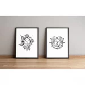 2PYSCT-016 Multicolor Decorative Framed MDF Painting (2 Pieces)