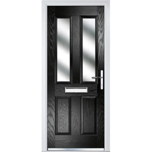 Crystal Grp Door Four Square Two Glass Black Lh 920 X 2055Mm Obs, Black 42BLLHOB
