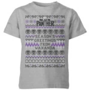 Marvel Avengers Seasons Greetings From Wakanda Kids Christmas T-Shirt - Grey - 3-4 Years