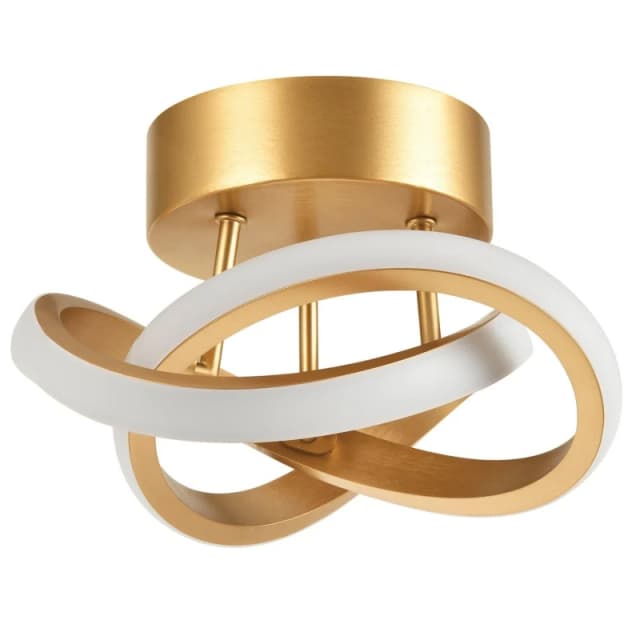 Happy Homewares Modern LED Ceiling Light with Swirl Thick Metal Strip Creates 1253 Lumens in Gold Gold Unisex