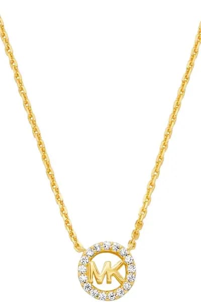 Michael Kors Jewellery Ladies Michael Kors 14K Gold Sterling Silver Logo Pendant Necklace MKC1726CZ710