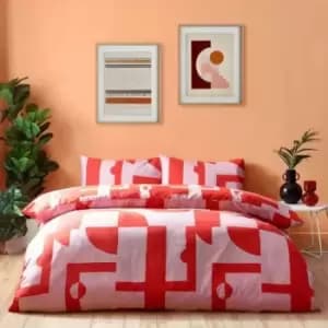 Furn Manhattan Abstract Duvet Cover Set (King) (Pink/Red)
