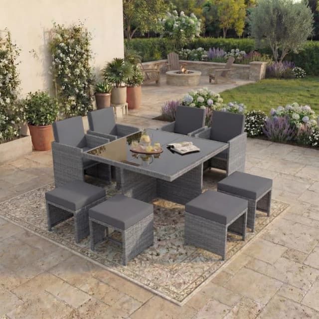 Lassic Garden Vida Cuba 8 Seater Rattan Set UKFR Grey unisex 8 Seater