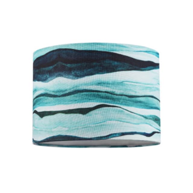 Happy Homewares Sea Waves Drum Lamp Shade In Teal Duck Egg And Navy Blue - 25Cm Linen Fabric