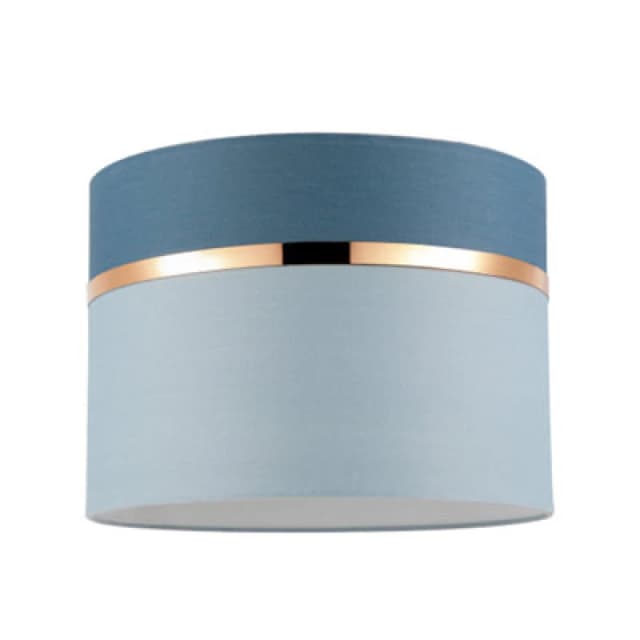 Happy Homewares Sky And Cobalt Blue Cotton Fabric Lamp Shade With Shiny Copper Ring