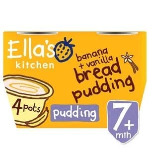 Ellas Kitchen Organic Banana and Vanilla Bread Pud 7m+ 4x 80g
